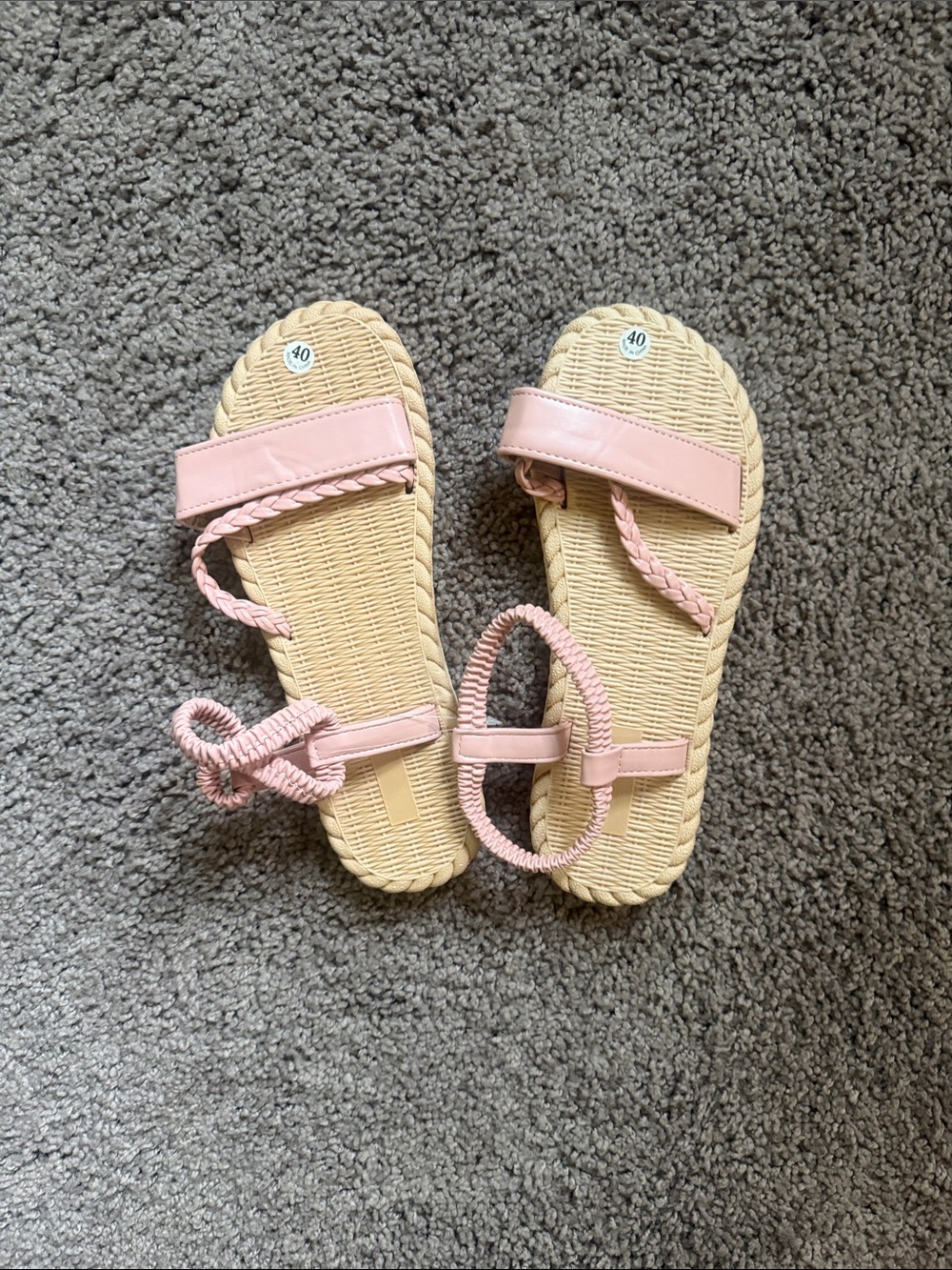 Women's Pink Braided Strap Sandals